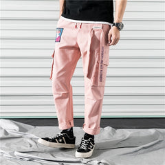 Cargo Pants Joggers Men Pants Multi-pocket Ribbons Man Sweatpants Elastic waist Male Trouser