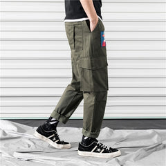 Cargo Pants Joggers Men Pants Multi-pocket Ribbons Man Sweatpants Elastic waist Male Trouser