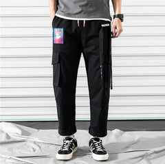 Cargo Pants Joggers Men Pants Multi-pocket Ribbons Man Sweatpants Elastic waist Male Trouser