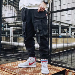 Cargo Pants Joggers Men Pants Multi-pocket Ribbons Man Sweatpants Elastic waist Male Trouser