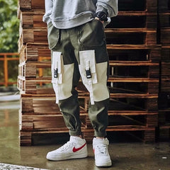 Cargo Pants Joggers Men Pants Multi-pocket Ribbons Man Sweatpants Elastic waist Male Trouser