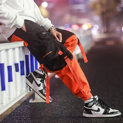 Cargo Pants Joggers Men Pants Multi-pocket Ribbons Man Sweatpants Elastic waist Male Trouser