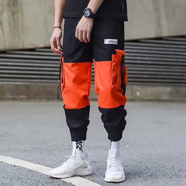 Cargo Pants Joggers Men Pants Multi-pocket Ribbons Man Sweatpants Elastic waist Male Trouser