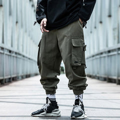 Cargo Pants Joggers Men Pants Multi-pocket Ribbons Man Sweatpants Elastic waist Male Trouser