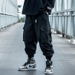 Cargo Pants Joggers Men Pants Multi-pocket Ribbons Man Sweatpants Elastic waist Male Trouser