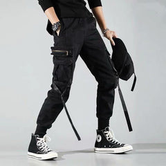 Cargo Pants Joggers Men Pants Multi-pocket Ribbons Man Sweatpants Elastic waist Male Trouser