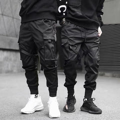 Cargo Pants Joggers Men Pants Multi-pocket Ribbons Man Sweatpants Elastic waist Male Trouser