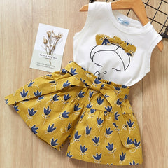 Bear Leader 2020 New Summer Casual Children Sets Flowers Blue T-shirt+  Pants Girls Clothing Sets Kids Summer Suit For 3-7 Years