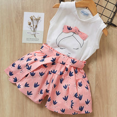 Bear Leader 2020 New Summer Casual Children Sets Flowers Blue T-shirt+  Pants Girls Clothing Sets Kids Summer Suit For 3-7 Years