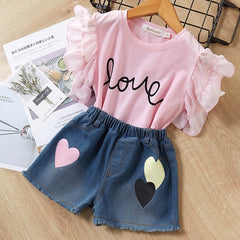 Bear Leader 2020 New Summer Casual Children Sets Flowers Blue T-shirt+  Pants Girls Clothing Sets Kids Summer Suit For 3-7 Years