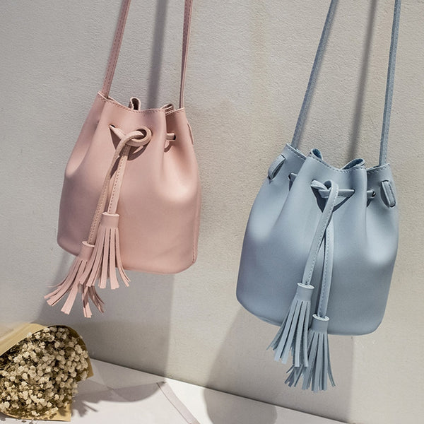 Vintage Tassel Crossbody Bucket Bag Luxury Woman Bag Female Shoulder Handbags  Drawstring Messenger Crossbody Bags Sac Main