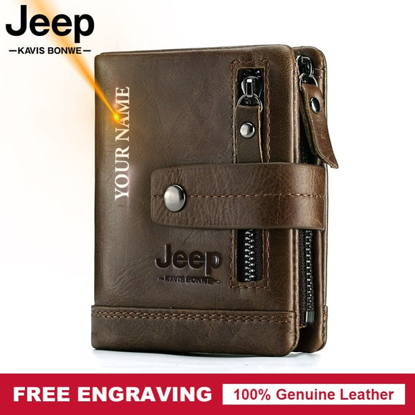 Free Engraving 100% Genuine Leather Men Wallet Coin Purse Small Card Holder PORTFOLIO Portomonee Male Walet Pocket Coffee Money