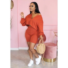 Pure Color Two Piece Set Women Tracksuit Summer Clothes Short  Sleeve Crop Top Biker Shorts Lounge Set Dresy Damskie 2020