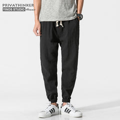 Privathinker Cotton Linen Casual Harem Pants Men Joggers Man Summer Trousers Male Chinese Style Baggy Pants 2020 Harajuku Clothe