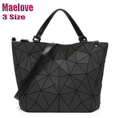 Maelove women Luminous bag Geometric Laser Plain Folding Handbag Diamond Tote Quilted Shoulder bag geometry Free Shipping