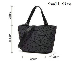 Maelove women Luminous bag Geometric Laser Plain Folding Handbag Diamond Tote Quilted Shoulder bag geometry Free Shipping