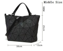 Maelove women Luminous bag Geometric Laser Plain Folding Handbag Diamond Tote Quilted Shoulder bag geometry Free Shipping