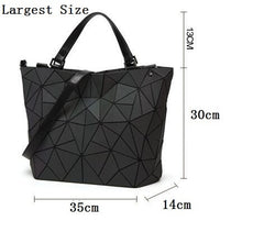 Maelove women Luminous bag Geometric Laser Plain Folding Handbag Diamond Tote Quilted Shoulder bag geometry Free Shipping