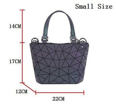 Maelove women Luminous bag Geometric Laser Plain Folding Handbag Diamond Tote Quilted Shoulder bag geometry Free Shipping