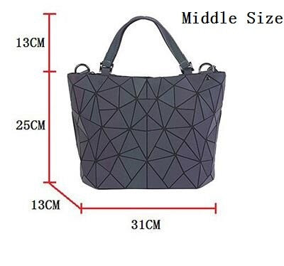 Maelove women Luminous bag Geometric Laser Plain Folding Handbag Diamond Tote Quilted Shoulder bag geometry Free Shipping