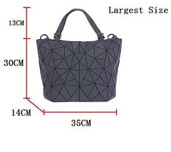 Maelove women Luminous bag Geometric Laser Plain Folding Handbag Diamond Tote Quilted Shoulder bag geometry Free Shipping