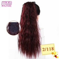 Wtb Long Curly Corn Fake Hair Pieces Drawstring Ponytail Extensions for Women High Temperature Synthetic Fiber Hair Extensions