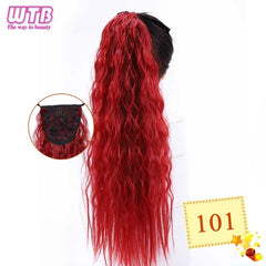 Wtb Long Curly Corn Fake Hair Pieces Drawstring Ponytail Extensions for Women High Temperature Synthetic Fiber Hair Extensions