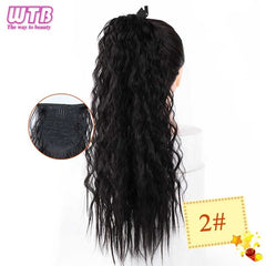 Wtb Long Curly Corn Fake Hair Pieces Drawstring Ponytail Extensions for Women High Temperature Synthetic Fiber Hair Extensions