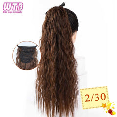 Wtb Long Curly Corn Fake Hair Pieces Drawstring Ponytail Extensions for Women High Temperature Synthetic Fiber Hair Extensions