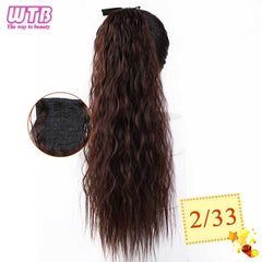 Wtb Long Curly Corn Fake Hair Pieces Drawstring Ponytail Extensions for Women High Temperature Synthetic Fiber Hair Extensions