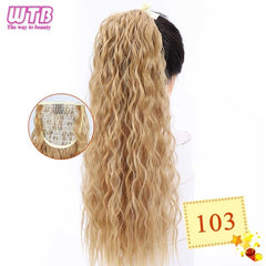 Wtb Long Curly Corn Fake Hair Pieces Drawstring Ponytail Extensions for Women High Temperature Synthetic Fiber Hair Extensions