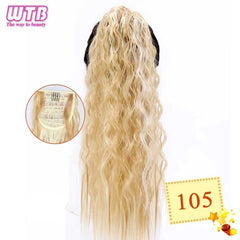 Wtb Long Curly Corn Fake Hair Pieces Drawstring Ponytail Extensions for Women High Temperature Synthetic Fiber Hair Extensions