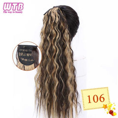 Wtb Long Curly Corn Fake Hair Pieces Drawstring Ponytail Extensions for Women High Temperature Synthetic Fiber Hair Extensions