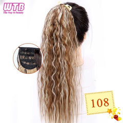 Wtb Long Curly Corn Fake Hair Pieces Drawstring Ponytail Extensions for Women High Temperature Synthetic Fiber Hair Extensions