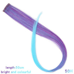 Lupu 55cm Colorful Hair Strands Long Straight Female Hair Extension Rainbow Hair Pieces A Clip Heat Resistant Synthetic Package