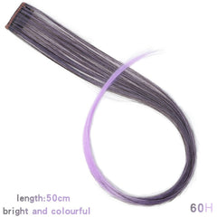 Lupu 55cm Colorful Hair Strands Long Straight Female Hair Extension Rainbow Hair Pieces A Clip Heat Resistant Synthetic Package