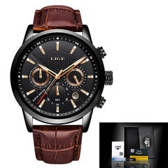 New Men's Fashion Leather Business Waterproof Watch