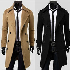 Men 'S Slim Long Trench Coat Windbreaker Lapel Button Jacket Outwear Foreign Trade Wholesale 2017 L Men's Slim Fit Single-Sided