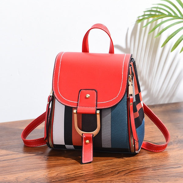 High quality women's pu leather backpack for girls teenager shoulder school bag multi-use backpack crossbody hand bag