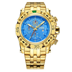 Creative Golden Men Quartz Wristwatches 3D Dial Design Full Steel Calendar Waterproof Big Watches Top Brand Luxury