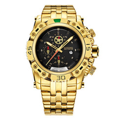 Creative Golden Men Quartz Wristwatches 3D Dial Design Full Steel Calendar Waterproof Big Watches Top Brand Luxury