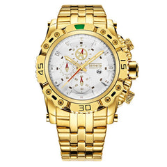 Creative Golden Men Quartz Wristwatches 3D Dial Design Full Steel Calendar Waterproof Big Watches Top Brand Luxury