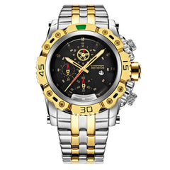 Creative Golden Men Quartz Wristwatches 3D Dial Design Full Steel Calendar Waterproof Big Watches Top Brand Luxury