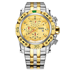 Creative Golden Men Quartz Wristwatches 3D Dial Design Full Steel Calendar Waterproof Big Watches Top Brand Luxury