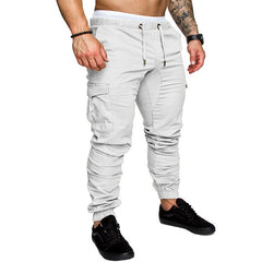 Men Casual Joggers Pants Solid Thin Cargo Sweatpants Male Multi-pocket Trousers