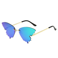 Luxury Fashion Fire Flame Sunglasses Women Rimless Wave Metal Sunglasses Shades For Vintage Women Mirror Glasses UV400