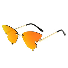 Luxury Fashion Fire Flame Sunglasses Women Rimless Wave Metal Sunglasses Shades For Vintage Women Mirror Glasses UV400