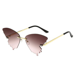 Luxury Fashion Fire Flame Sunglasses Women Rimless Wave Metal Sunglasses Shades For Vintage Women Mirror Glasses UV400