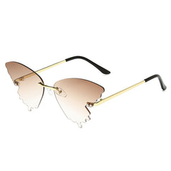 Luxury Fashion Fire Flame Sunglasses Women Rimless Wave Metal Sunglasses Shades For Vintage Women Mirror Glasses UV400