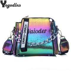 Laser Women Letter Shoulder Bag INS Popular Female Handbag Holiday PU Messenger Bags For Lady Design Exquisite Crossbody Bucket